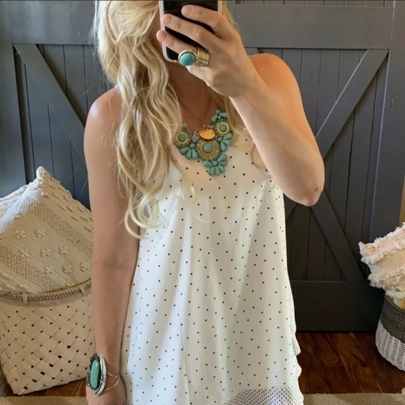 Darling Halter White Polka Dot Dress - Picture 2 of 8